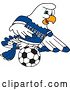 Vector Illustration of a Cartoon Seahawk Sports Mascot Playing Soccer by Mascot Junction