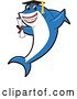 Vector Illustration of a Cartoon Shark School Mascot Graduate Holding a Diploma by Toons4Biz