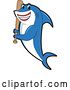 Vector Illustration of a Cartoon Shark School Mascot Holding a Baseball Bat by Mascot Junction