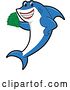 Vector Illustration of a Cartoon Shark School Mascot Holding Cash Money by Mascot Junction