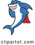 Vector Illustration of a Cartoon Shark School Mascot in a Super Hero Cape by Mascot Junction