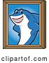 Vector Illustration of a Cartoon Shark School Mascot Portrait by Mascot Junction