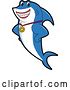 Vector Illustration of a Cartoon Shark School Mascot Wearing a Sports Medal by Toons4Biz