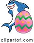 Vector Illustration of a Cartoon Shark School Mascot with an Easter Egg by Mascot Junction