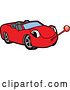 Vector Illustration of a Cartoon Sick Red Convertible Car Mascot with a Thermometer by Mascot Junction