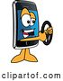 Vector Illustration of a Cartoon Smart Phone Mascot Holding a Steering Wheel by Mascot Junction