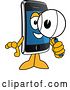 Vector Illustration of a Cartoon Smart Phone Mascot Using a Magnifying Glass by Mascot Junction