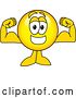 Vector Illustration of a Cartoon Smiley Mascot Flexing His Muscles by Mascot Junction