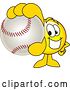 Vector Illustration of a Cartoon Smiley Mascot Grabbing a Baseball by Mascot Junction