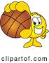 Vector Illustration of a Cartoon Smiley Mascot Grabbing a Basketball by Mascot Junction