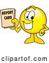Vector Illustration of a Cartoon Smiley Mascot Holding a Report Card by Mascot Junction