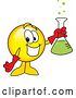 Vector Illustration of a Cartoon Smiley Mascot Holding a Science Flask by Mascot Junction