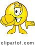 Vector Illustration of a Cartoon Smiley Mascot Pointing Outwards by Mascot Junction