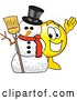 Vector Illustration of a Cartoon Smiley Mascot with a Christmas Snowman by Mascot Junction