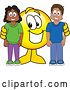 Vector Illustration of a Cartoon Smiley Mascot with Students by Mascot Junction