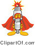 Vector Illustration of a Cartoon Spark Plug Mascot Dressed As a Super Hero by Mascot Junction