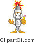 Vector Illustration of a Cartoon Spark Plug Mascot Holding a Yellow Pencil by Mascot Junction