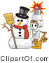 Vector Illustration of a Cartoon Spark Plug Mascot with a Snowman on Christmas by Mascot Junction