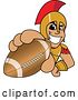 Vector Illustration of a Cartoon Spartan Warrior Mascot Grabbing a Football by Mascot Junction