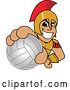 Vector Illustration of a Cartoon Spartan Warrior Mascot Grabbing a Volleyball by Mascot Junction