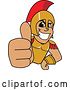 Vector Illustration of a Cartoon Spartan Warrior Mascot Holding a Thumb up by Mascot Junction