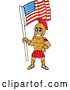 Vector Illustration of a Cartoon Spartan Warrior Mascot Holding an American Flag by Mascot Junction