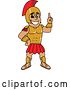 Vector Illustration of a Cartoon Spartan Warrior Mascot Holding up a Finger by Mascot Junction