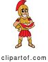 Vector Illustration of a Cartoon Spartan Warrior Mascot Reading a Book by Mascot Junction