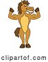 Vector Illustration of a Cartoon Stallion School Mascot Flexing His Muscles by Mascot Junction