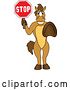 Vector Illustration of a Cartoon Stallion School Mascot Gesturing and Holding a Stop Sign by Mascot Junction