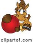 Vector Illustration of a Cartoon Stallion School Mascot Grabbing a Ball by Mascot Junction