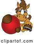 Vector Illustration of a Cartoon Stallion School Mascot Grabbing a Ball by Toons4Biz