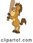 Vector Illustration of a Cartoon Stallion School Mascot Holding a Baseball Bat by Toons4Biz