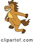 Vector Illustration of a Cartoon Stallion School Mascot Running with a Football by Mascot Junction