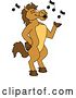 Vector Illustration of a Cartoon Stallion School Mascot Singing by Mascot Junction