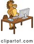 Vector Illustration of a Cartoon Stallion School Mascot Student in a Computer Lab by Mascot Junction