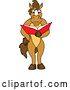 Vector Illustration of a Cartoon Stallion School Mascot Student Reading a Book by Mascot Junction