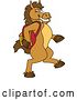 Vector Illustration of a Cartoon Stallion School Mascot Student Walking with a Backpack by Mascot Junction