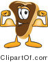 Vector Illustration of a Cartoon Steak Mascot Flexing His Strong Arm Muscles by Mascot Junction