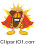 Vector Illustration of a Cartoon Steak Mascot in a Super Hero Cape and Mask by Mascot Junction