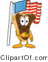 Vector Illustration of a Cartoon Steak Mascot Pledging Allegiance to the American Flag by Mascot Junction