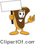 Vector Illustration of a Cartoon Steak Mascot Waving a Blank White Advertising Sign by Mascot Junction