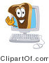 Vector Illustration of a Cartoon Steak Mascot Waving from Inside a Computer Screen by Mascot Junction