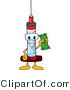 Vector Illustration of a Cartoon Syringe Mascot Holding a Dollar by Mascot Junction