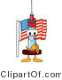 Vector Illustration of a Cartoon Syringe Mascot Pledging Allegiance to the American Flag by Mascot Junction