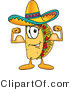 Vector Illustration of a Cartoon Taco Mascot Flexing His Arm Muscles by Mascot Junction