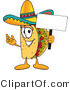 Vector Illustration of a Cartoon Taco Mascot Holding a Blank Sign by Mascot Junction