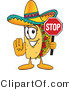 Vector Illustration of a Cartoon Taco Mascot Holding a Stop Sign by Mascot Junction