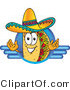 Vector Illustration of a Cartoon Taco Mascot on a Blank Blue Logo by Mascot Junction