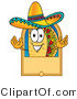 Vector Illustration of a Cartoon Taco Mascot on a Blank Tan Label, Logo or Sign by Mascot Junction
